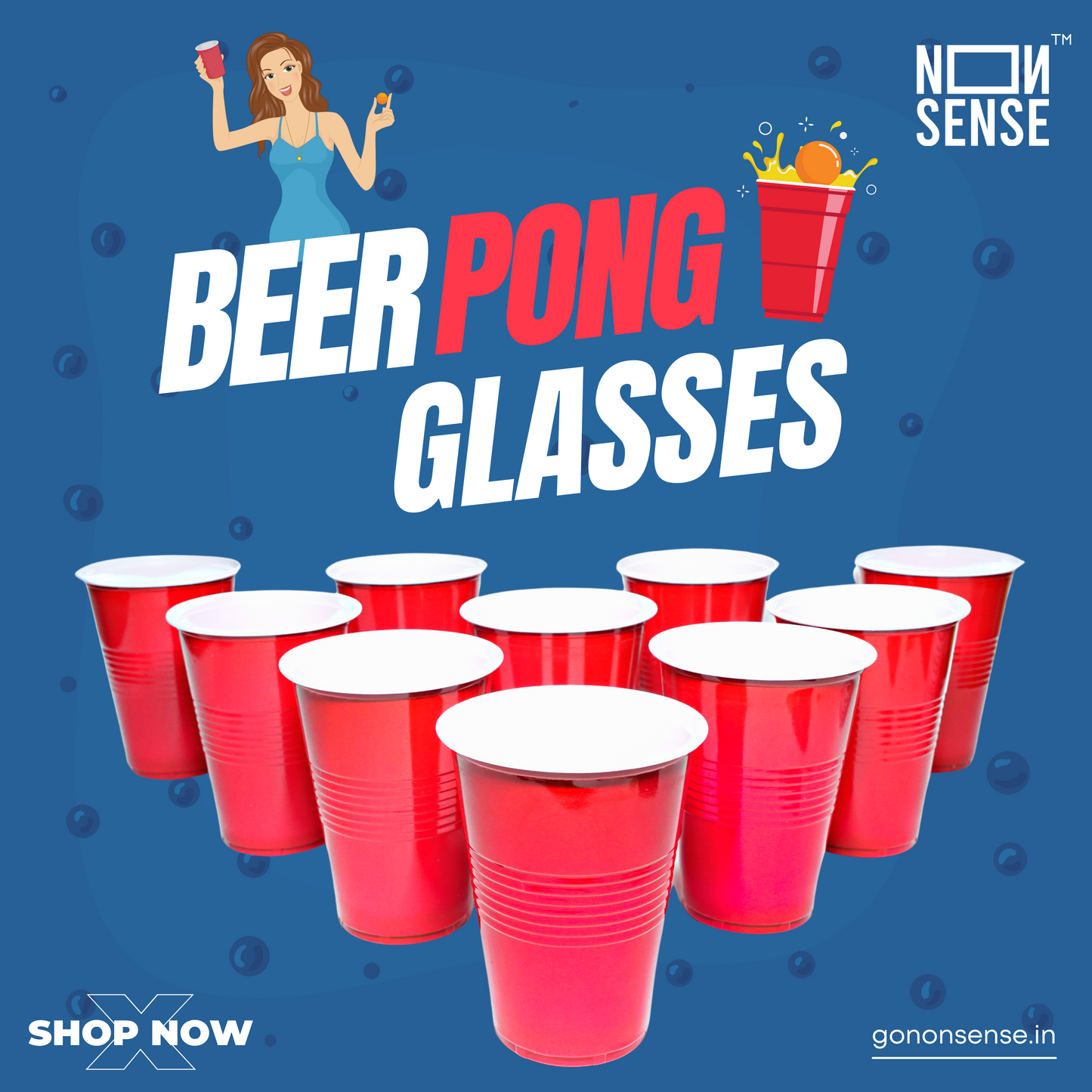 Nonsense Beer Pong Party Glasses