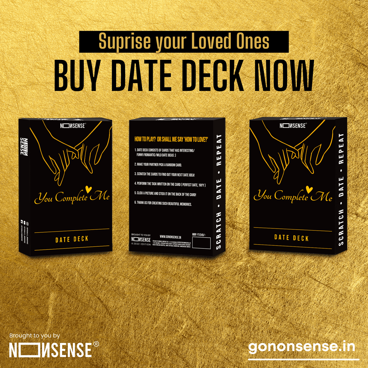 Nonsense 'YOU Complete ME' Scratch Date Deck